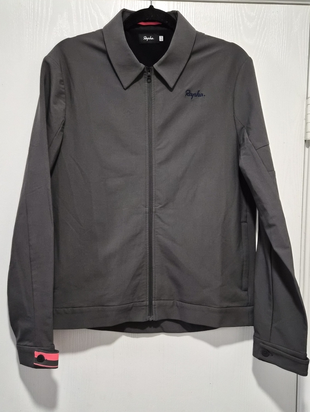 Rapha Mens Loopback Harrington Grey With Pink Lining Full Zip Jacket Size Small